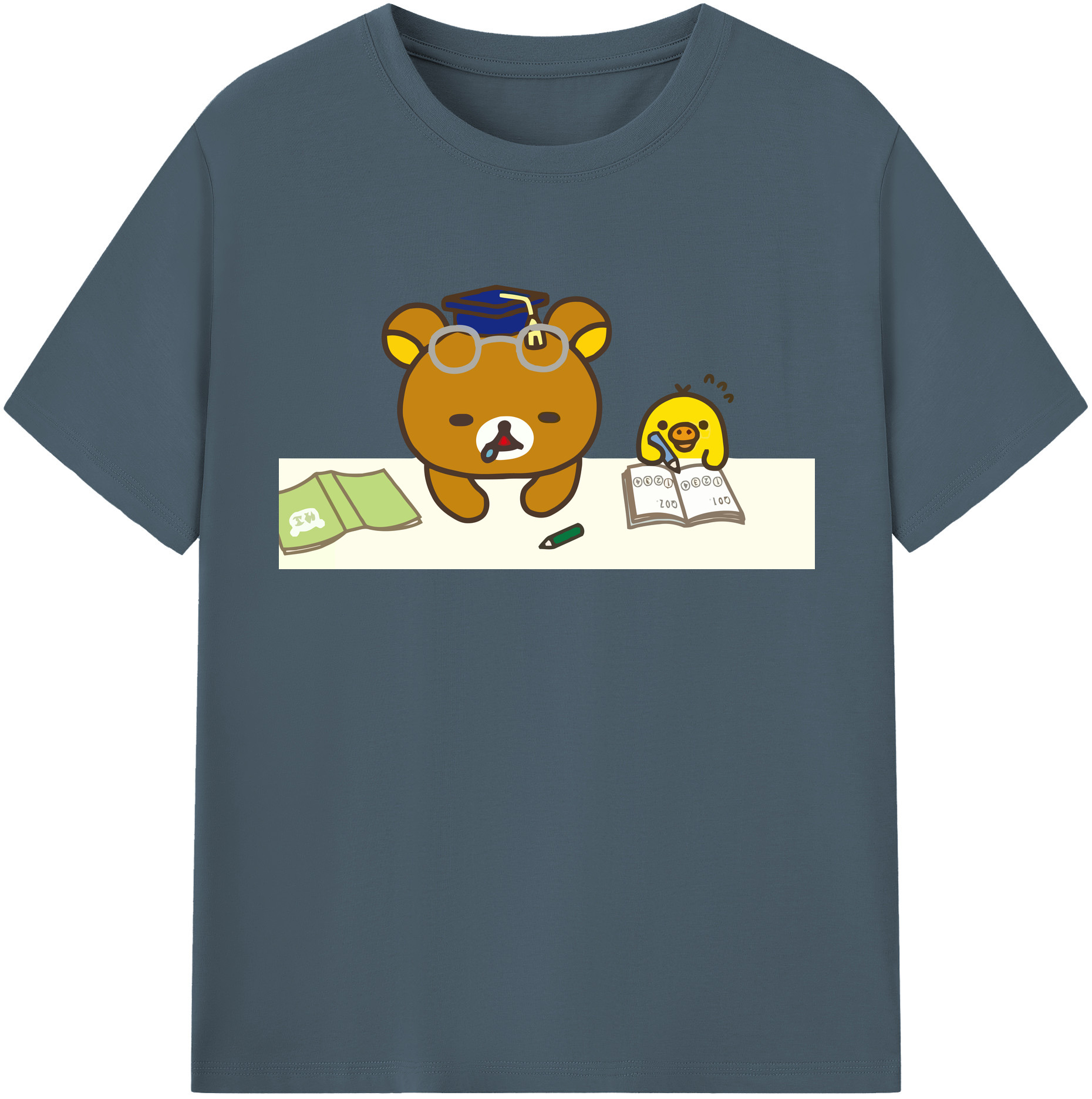 （画像用） リラックマ リラックマ キイロイトリ Rilakkuma Korilakkuma Kiiroitori 綿100％半袖Tシャツ（フロントプリント）